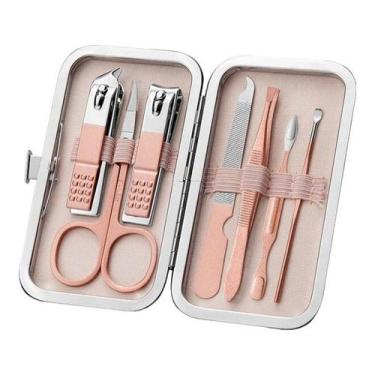 Imagem de Conjunto de Manicure de Aço Inoxidável Rosa de 7 Peças - GlobalUp 365