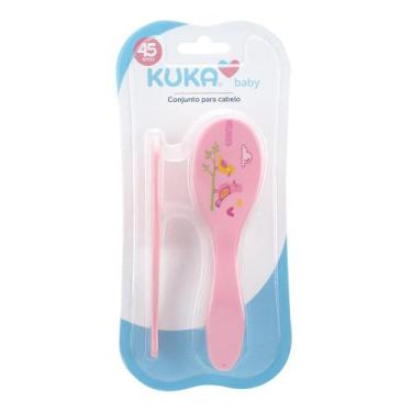 Imagem de KIT PENTE E ESCOVA KUKA BABY ROSA - Conjunto para Cabelo Soft