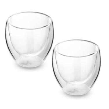 Imagem de Conjunto 2 Copos Vidro Borossilicato 180ml Parede Dupla - Desembrulha