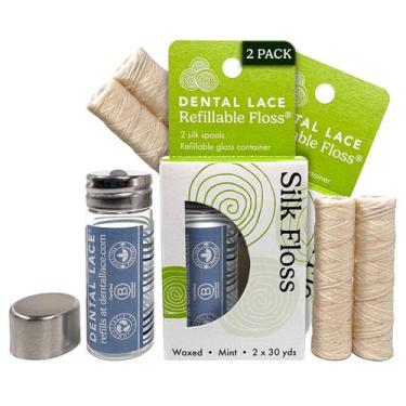 Imagem de Fio dental de seda recarregável com menta, 60 jardas - Dental Lace