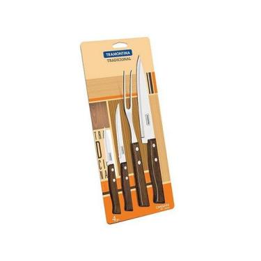 Imagem de Jogo de Facas Kit Churrasco 4 Peças Tramontina Tradicional Aço Inox Co