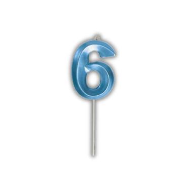 Imagem de Vela de Aniversário Slim Metallic Azul - Festcolor, 6