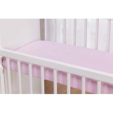 Imagem de Lençol De Elastico Para Mini Berço De Bebê Rosa 38cm Largura 100% Algo