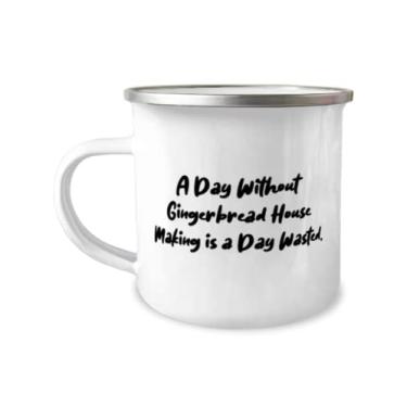 Imagem de Presente reutilizável de fabricação de casa de gengibre, um dia sem fazer casa de gengibre, caneca de acampamento de 355 ml para fazer casa de gengibre