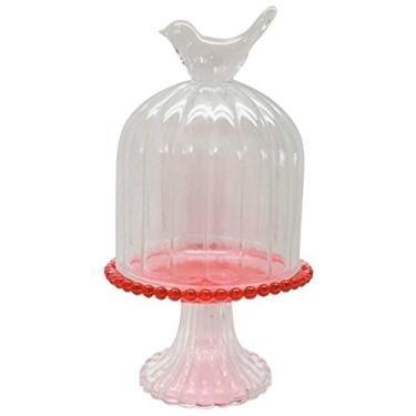 Imagem de Prato para Doces Bird on The Dome com Suporte Rosa em Vidro - Urban - 21x12,5 cm