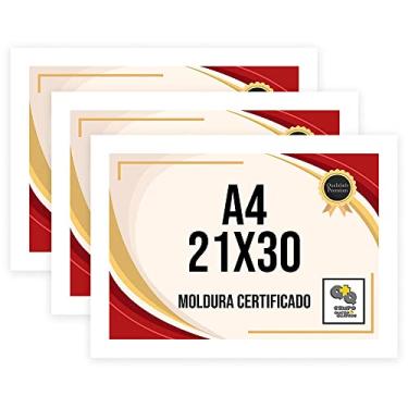 Imagem de Kit 3 Porta Certificados 21x30 Moldura A4 para Certificado Foto Parede (Branco)