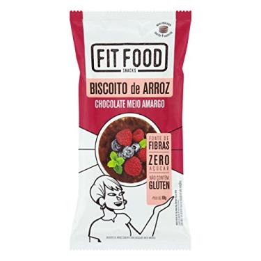 Imagem de Biscoito de Arroz Integral Cobertura Chocolate Meio Amargo Zero Açúcar Fit Food Pacote 60g