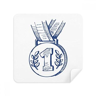 Imagem de Blue Football Championship Medalha de óculos Pano Limpador de tela Tecido Camurça Pacote com 2