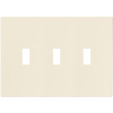 Imagem de Eaton PJS3LA Policarbonato 3 Gang Parafuso Interruptor Alternância Tamanho Médio Placa de Parede, Amêndoa Clara