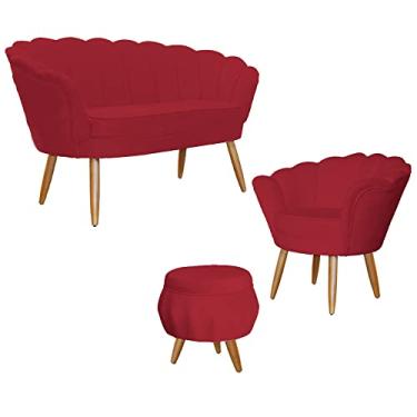 Imagem de Kit Pétala - Namoradeira, Poltrona e Puff Pétala Suede - Ds Estofados