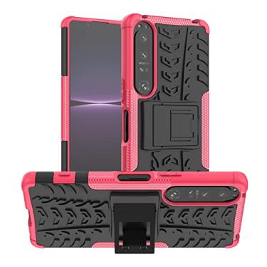 Imagem de HONGYAN Capa de telefone Para Sony Xperia 1 IV Textura TPU + Caixa de telefone PC com suporte Capa protetora