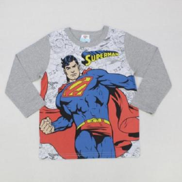 Imagem de Camiseta Manga Longa Superman Infantil Cinza Marlan