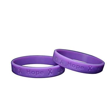 Imagem de Pacote com 5 pulseiras roxas de conscientização da epilepsia – pulseiras de silicone para conscientização da epilepsia com fita roxa para adultos