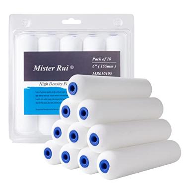 Imagem de Rolo de tinta de espuma pequena para rolos de tinta de 15,24 cm, branco de alta densidade, kit de escovas de rolo de espuma lisa para paredes (pacote com 10,6 polegadas)