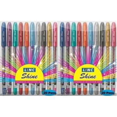 Imagem de Linc Caneta de gel com glitter Shine Sparkle – Pacote com 2 (20 canetas) Brilho extra brilhante – Compre o original somente da E-Retail Deals