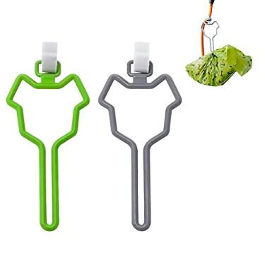 Imagem de Suporte de saco de cocô de cachorro - Suporte de saco de lixo de mãos livres para guia, transportador de saco de lixo ajustável dispensador de saco de cocô acessórios de corda de reboque, suporte de saco de cachorro adequado para qualquer coleira (cinza + verde)