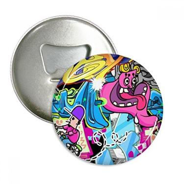 Imagem de Graffiti Street Culture Abridor de garrafas de monstro colorido com ímã de geladeira emblema multifuncional