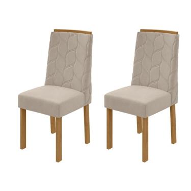 Imagem de Conjunto com 2 Cadeiras Astrid Veludo Creme e Amêndoa Clean