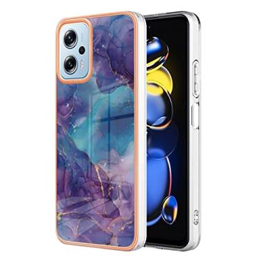 Imagem de Capas de armadura de mármore bonitas compatíveis com Xiaomi Redmi Note 11T Pro capas de silicone moldura de simplicidade anti-queda proteção à prova de choque capa traseira (5, Redmi Note 11T Pro)