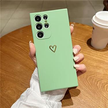 Imagem de Capa de telefone de coração folheada fofa para Samsung S22 Ultra S20 FE S21 Plus S10 Lite S9 S8 Note 20 10 Pro 9 8 Quadrado Capa macia de TPU, verde menta, para S8
