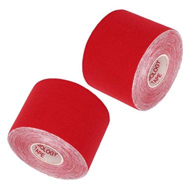 Imagem de Protetor de Adesivo Muscular, Fita de Cinesiologia Atlética Respirável 5 Cm de Largura 5 M de Comprimento Grade Traseira para Badminton (Vermelho)