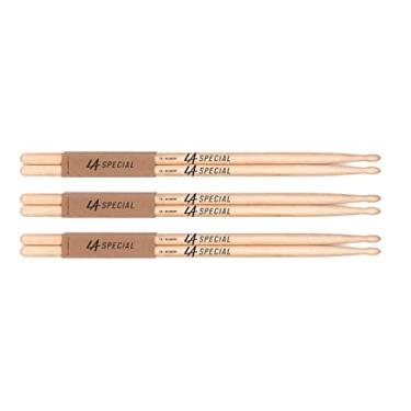Imagem de Baquetas de bateria LA Specials – Baquetas 7A – Conjunto de baquetas para bateria acústica ou eletrônica – Ponta oval de madeira – Baquetas de nogueira – Peso e tom consistentes – 3 pares