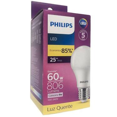 Imagem de 10 Leds Bulbo Philips Branco Quente 9W - Ilumina Mais