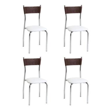 Imagem de Conjunto com 4 Cadeiras Vera Marrom e Branco