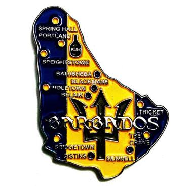 Imagem de Imã Barbados – Imã Mapa Barbados Bandeira Cidades Símbolos - Mapa Mundi Magnético - Imã Geladeira Barbados