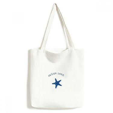 Imagem de Bolsa de lona azul Starfish Ocean Love Sea Sailing Sacola de compras casual