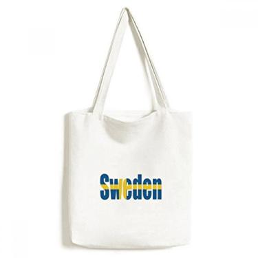 Imagem de Bolsa de lona com nome da bandeira da Suécia, bolsa de compras casual