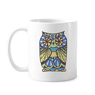 Imagem de Caneca decorativa de cerâmica de café e porcelana para presente art déco de coruja do amor