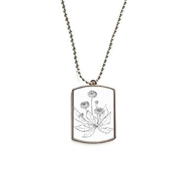Imagem de DIYthinker Colar com pingente de corrente de aço inoxidável com flores brancas e pretas de dente-de-leão para animais de estimação