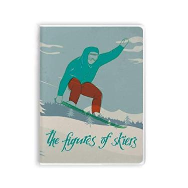 Imagem de Caderno de esqui de inverno com ilustração de esqui e capa de chiclete, diário de capa macia