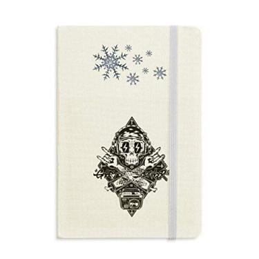 Imagem de Caderno de escuta de música preta com caveira e flocos de neve para inverno