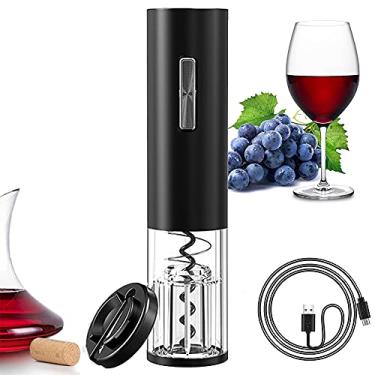 Imagem de Conjunto de abridor de garrafa de vinho elétrico, saca-rolhas automático recarregável tipo C contém cortador de folha a vácuo, conjunto de presente 2 em 1 para vinho