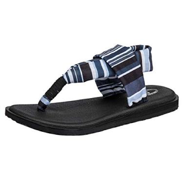 Imagem de Ranberone Sandália feminina casual de praia para o verão, Preto, azul, 41