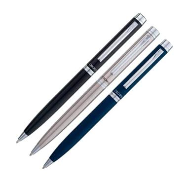 Imagem de Caneta Esferográfica Crown Top Model Cores Luxo Presente + Estojo e Capa de Veludo (Prata)