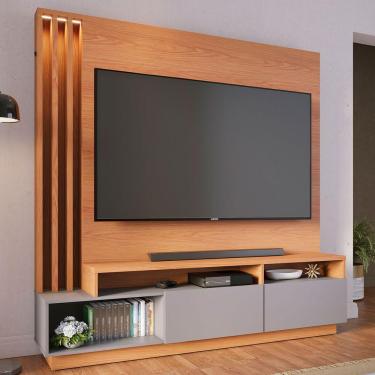 Imagem de Estante Para Tv Até 75 Polegadas Humaitá 2 Portas Freijó/cinza Fosco - Colibri