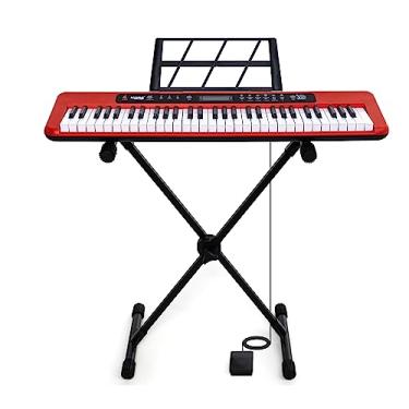 Imagem de Kit Teclado Musical Iniciante Kobe KB-300 5/8 61 Teclas com Sensibilidade ao Toque com Pedal Sustain e Suporte