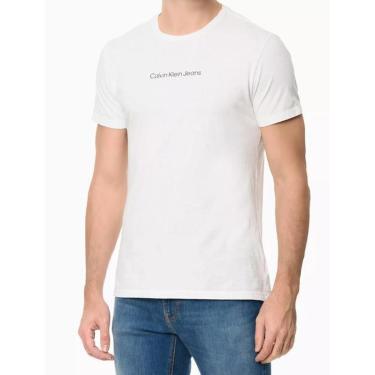 Imagem de Camiseta Masculina Calvin Klein Algodão Estampada Logo Centralizado Branca - CKJM106-0900-Masculino