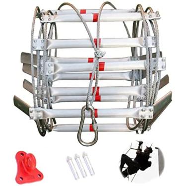 Imagem de Escada De Incêndio De Emergência Escada De Segurança Dobrável Resistente A Alumínio Com Mosquetões Para Rápida Implantação Em Incêndio, Capacidade De Peso De Até 1700 Libras,16FT/5M,YUYANAIAI