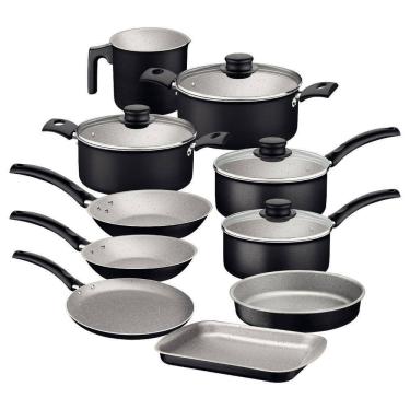 Imagem de Jogo De Panelas Tramontina Turim 10 Peças Em Alumínio Antiaderente Starflon Max Preto