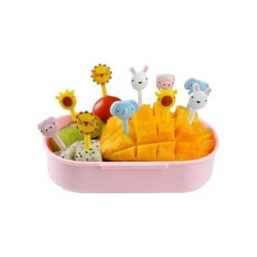 Imagem de Mini Garfinhos Palitinhos Infantil Crianças para Petiscos, Lanches e Lancheiras Para Frutas. FORMATO: Animais Diversos - 10pçs
