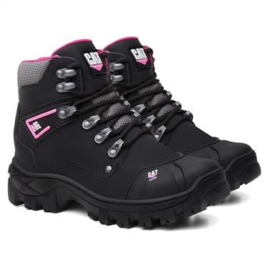 Imagem de Botina Feminina Bota Coturno De Segurança Trabalho Epi Com C.a Original (PRETO/ROSA, BR, Adulto, Numérico, 37)