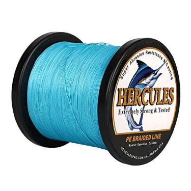 Imagem de Hercules Linha de pesca trançada super forte 4 fios super econômico de 1,8 kg a 2,3 kg Teste para água salgada, 109/328 / 547/1094 jardas (100 m / 300 m / 500 m / 1000 m), Diam# 0,08 mm - 0,55 mm Pesca esportiva, Azul, 60LB(27.2KG)-0.40MM-1094YDS(1000M)