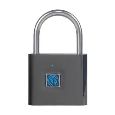 Imagem de KENRONE Bloqueio de impressão digital com carregamento USB portátil sem chave, cadeado inteligente, desbloqueio rápido, à prova d'água e à prova de ferrugem, trava inteligente para armazéns, academia,