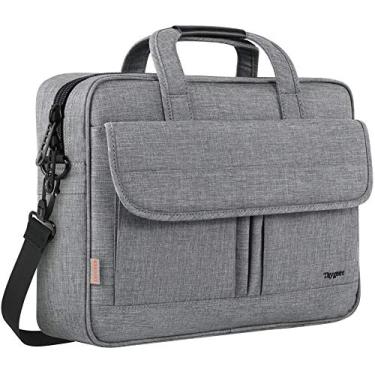 Imagem de Taygeer Bolsa de notebook masculina, resistente à água, bolsa a tiracolo mensageiro para negócios, pasta de escritório premium profissional, capa portátil de 15,6 polegadas para notebook, cinza