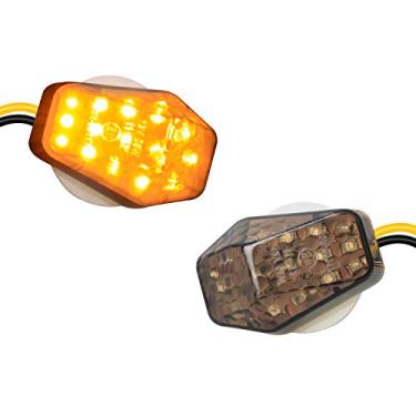 Imagem de NTHREEAUTO 2 peças de luzes de seta de LED âmbar compatíveis com Suzuki GSXR 600 750 1000, SV 650/650 S 1000/1000 S, Bandit - Indicadores universais de motocicleta de 12 V