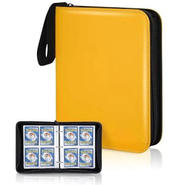 Imagem de Fichário para cartões colecionáveis com 4 bolsos, 400 bolsos para cartões Pokémon com zíper, suporte de 50 mangas compatível com cartão padrão, cartão esportivo de presente para meninos e meninas (4